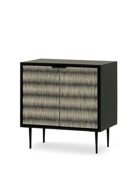 Libra Interiors Imperia Bone Inlay Display Cabinet Black in Black/Ivory, Size H80xW80xD4 - image 1