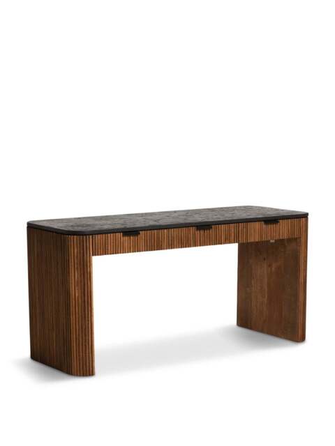Barker and Stonehouse Trinidad Fluted Reclaimed Teak Wood Office Desk in Brown - image 1