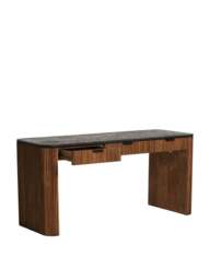 Barker and Stonehouse Trinidad Fluted Reclaimed Teak Wood Office Desk in Brown - thumbnail 4