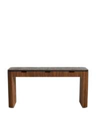 Barker and Stonehouse Trinidad Fluted Reclaimed Teak Wood Office Desk in Brown - thumbnail 3