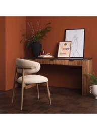 Barker and Stonehouse Trinidad Fluted Reclaimed Teak Wood Office Desk in Brown - thumbnail 2