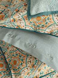 Bedeck of Belfast Addison Cover Set in Gold/Teal, Cotton, Size Double - thumbnail 4