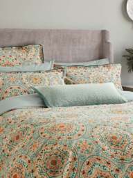 Bedeck of Belfast Addison Cover Set in Gold/Teal, Cotton, Size Double - thumbnail 3