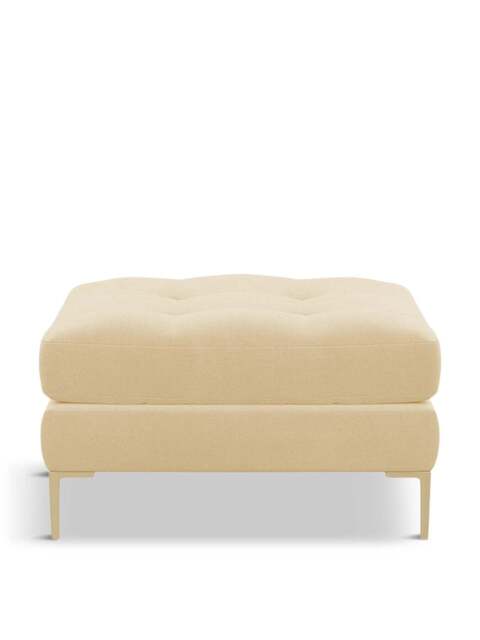 Heal's Eton Footstool Smart Luxe Biscuit Brass Feet in Natural, Velvet