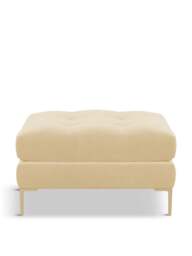 Heal's Eton Footstool Smart Luxe Biscuit Brass Feet in Natural, Velvet