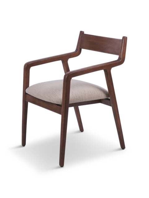 Libra Interiors Monterey Wooden Upholstered Dining Chair In Beige in Brown, Size 84x54x58 - image 1