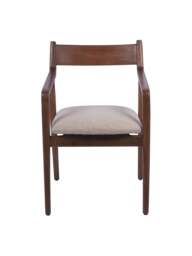 Libra Interiors Monterey Wooden Upholstered Dining Chair In Beige in Brown, Size 84x54x58 - thumbnail 4