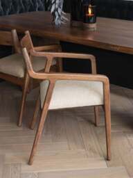 Libra Interiors Monterey Wooden Upholstered Dining Chair In Beige in Brown, Size 84x54x58 - thumbnail 2