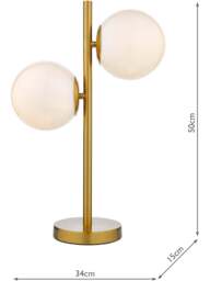 Dar Lighting Bombazine 2 Light Table Lamp in Natural Solid Brass - thumbnail 4