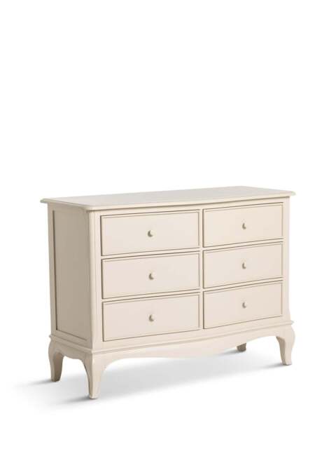 Barker and Stonehouse Calista Off Wooden Low Wide 6 Drawer Chest in White