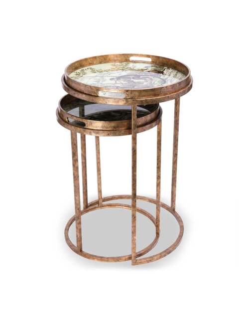 Libra Interiors Monkey Jungle (Set Of 2) Side Tray Tables in gold - image 1