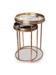 Libra Interiors Monkey Jungle (Set Of 2) Side Tray Tables in gold