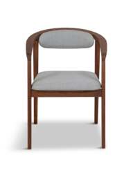 Heal's Anais Dining Chair Walnut Charcoal Fabric in Grey, Cotton, Size 56x54x73