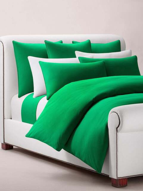 Ralph Lauren Home Polo Player Duvet Cover Collection Green in Green - Billiard, Cotton/Linen, Size Single - image 1