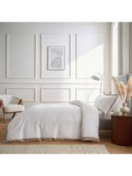 Bedeck of Belfast Fine Linens Olenna 250 Thread Count Bedding Cover Set White in Truffle/Chalk, Cotton/Linen, Size King - thumbnail 3