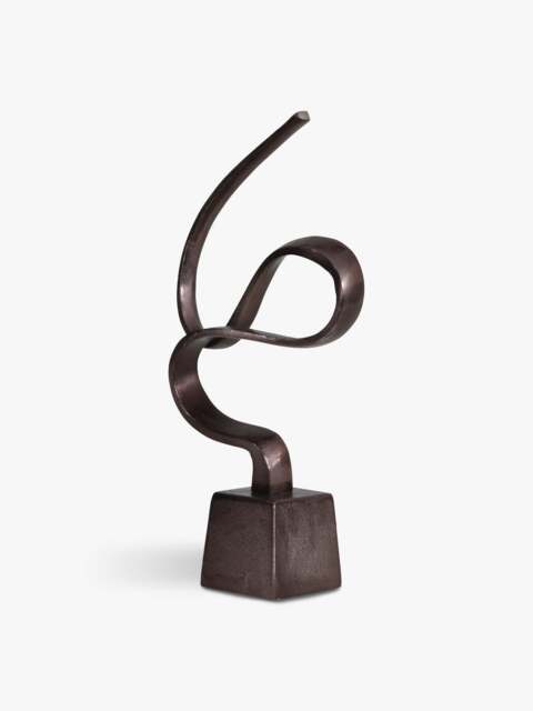 Libra Interiors Metallic Aluminium Wellness Sculpture On Base in Bronze, Size 51x25x10 - image 1