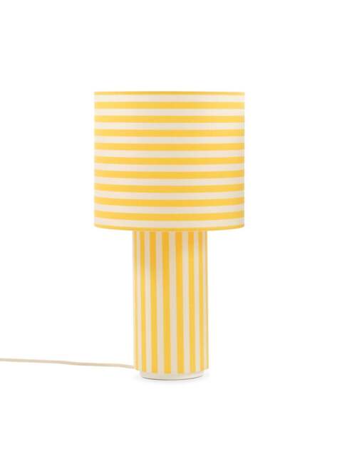 Heal's Raie Fabric Table Lamp in Yellow/White, Wood/Metal - image 1