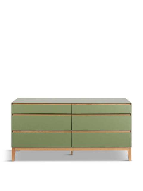 Heal's Lars 6 Drawer Dresser Wide Olive And in Green, Oak - image 1
