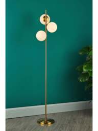Dar Lighting Bombazine 3 Light Floor Lamp in Natural Solid Brass - thumbnail 4