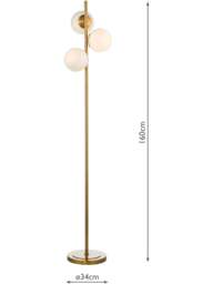Dar Lighting Bombazine 3 Light Floor Lamp in Natural Solid Brass - thumbnail 3