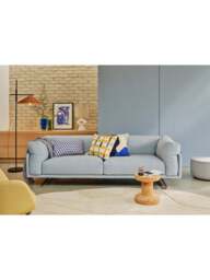Heal's Novara 4 Seater Sofa Blue in Sea Shanty, Linen, Size W220 x D98 - thumbnail 2
