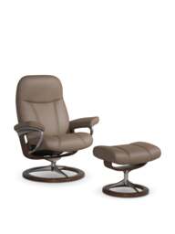 Barker and Stonehouse Consul Small Signature Chair And Footsto in Brown, Leather