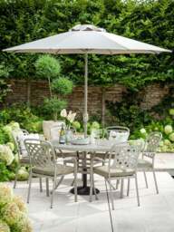 Hartman Berkeley 6 Seat Round Dining Set With Parasol & Base - thumbnail 2