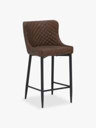 Barker and Stonehouse Rivington Upholstered Counter Stool in Brown, Faux Leather - thumbnail 1