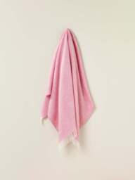 Bronte Herringbone Blanket in Pale Pink, Lambswool - thumbnail 3