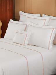 Yves Delorme Duo Oxford Pillowcase in Orange, Cotton, Size Square - thumbnail 4