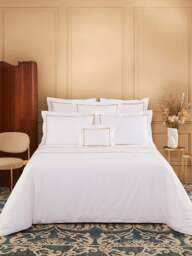 Yves Delorme Duo Oxford Pillowcase in Orange, Cotton, Size Square - thumbnail 2