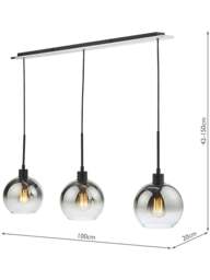 Dar Lighting Lycia 3 Light Bar Pendant in Matt Black - thumbnail 3