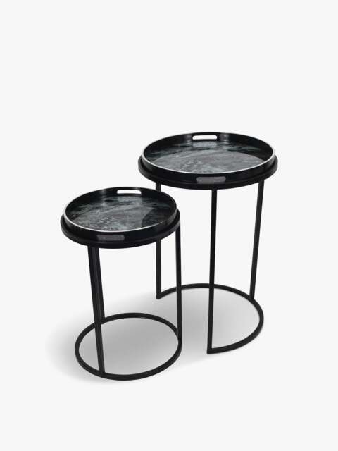 Libra Interiors Monochrome Swirl (Set Of 2) Side Tray Tables in Black, Size One - image 1