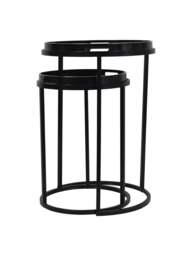 Libra Interiors Monochrome Swirl (Set Of 2) Side Tray Tables in Black, Size One - thumbnail 3