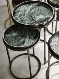 Libra Interiors Monochrome Swirl (Set Of 2) Side Tray Tables Black, Size One - thumbnail 6