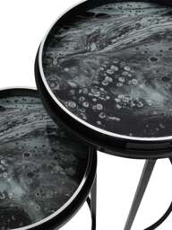 Libra Interiors Monochrome Swirl (Set Of 2) Side Tray Tables in Black, Size One - thumbnail 4
