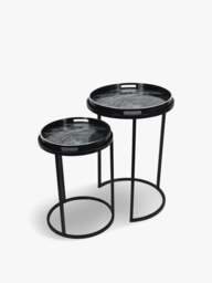 Libra Interiors Monochrome Swirl (Set Of 2) Side Tray Tables in Black, Size One - thumbnail 1