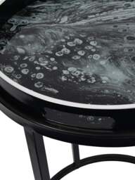 Libra Interiors Monochrome Swirl (Set Of 2) Side Tray Tables in Black, Size One - thumbnail 5