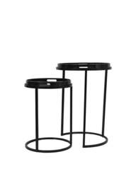 Libra Interiors Monochrome Swirl (Set Of 2) Side Tray Tables in Black, Size One - thumbnail 2