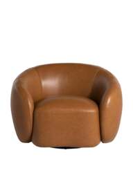 Barker and Stonehouse Gardin Swivel Chair in Brown, Leather - thumbnail 3