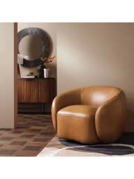 Barker and Stonehouse Gardin Swivel Chair in Brown, Leather - thumbnail 2