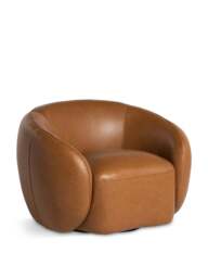 Barker and Stonehouse Gardin Swivel Chair in Brown, Leather - thumbnail 1