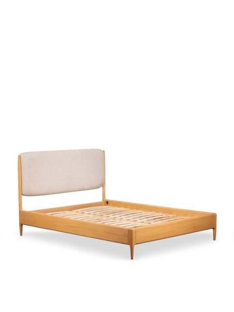 Barker and Stonehouse Winchester Oak Upholstered Double Bed Frame in Neutral - image 1