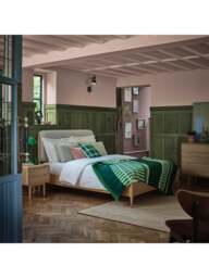 Barker and Stonehouse Winchester Oak Upholstered Double Bed Frame in Neutral - thumbnail 2