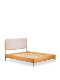 Barker and Stonehouse Winchester Oak Upholstered Double Bed Frame in Neutral - thumbnail 1