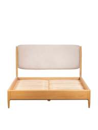 Barker and Stonehouse Winchester Oak Upholstered Double Bed Frame in Neutral - thumbnail 3