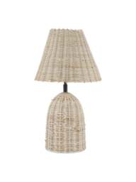 Libra Interiors Mini Rattan Lamp Base And Shade in Natural, Size 20x20x39cm - thumbnail 3