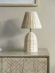 Libra Interiors Mini Rattan Lamp Base And Shade in Natural, Size 20x20x39cm - thumbnail 2