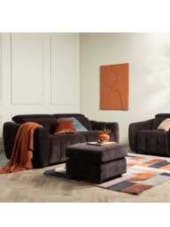 Barker and Stonehouse Montgomery Fabric Footstool in Brown - thumbnail 2