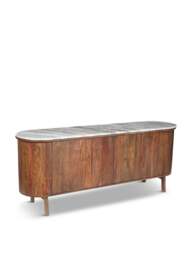 Barker and Stonehouse Cresta Marble 4 Door Sideboard With Acacia Wood Base in Brown - thumbnail 1